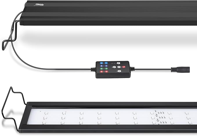 hygger LED Aquarium Light, 42W Full Spectrum Fish Tank Light with Multi-Color Timer DIY Mode 24/7 Natural Mode Adjustable Brightness, Aquarium Plant Light with Extendable Brackets for 46~52IN Tank hygger