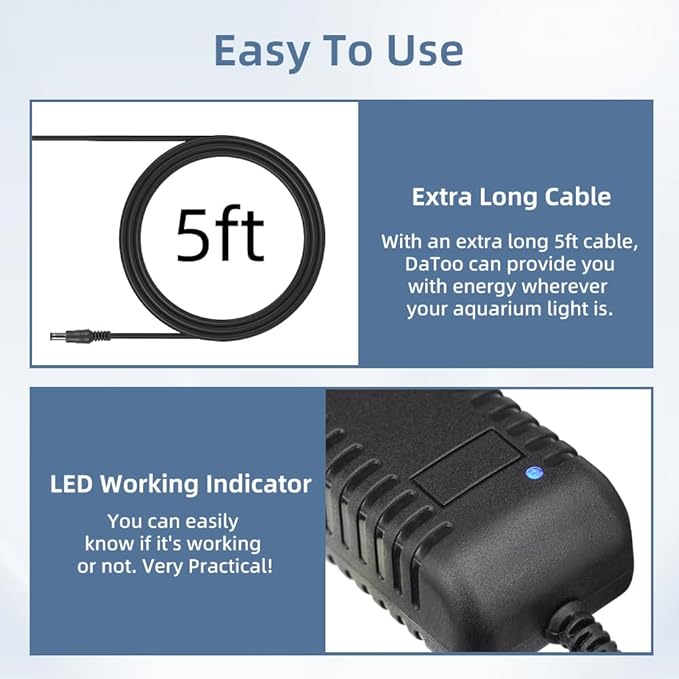 Aquarium Light LED Power Adapter AC 100-240V DC 24V 1A Replacement Power Adapter Fish Tank Light Power Supply Converter with Indicator Light DaToo