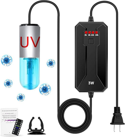 TAISHAN Aquarium Clean Light，3W Mini Algae Removal Light with Timer,Aquarium Water Clean Green Clear Waterproof Clean Light for Fish Tank,Pond,Swimming Pool TAISHAN