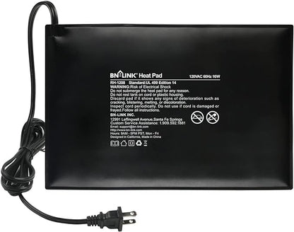 BN-LINK Reptile Heating Pad Electric Indoor Under Tank Terrarium Heating Mat Waterproof for Turtles, Lizards, Frogs, and Other Reptiles, 8" X 12" BN-LINK
