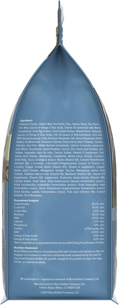 Blue Buffalo Wilderness Puppy High-Protein Dry Dog Food with Real Chicken, Grain-Free, Made in the USA with Natural Ingredients, Chicken, 4.5-lb Bag - PAWPICO