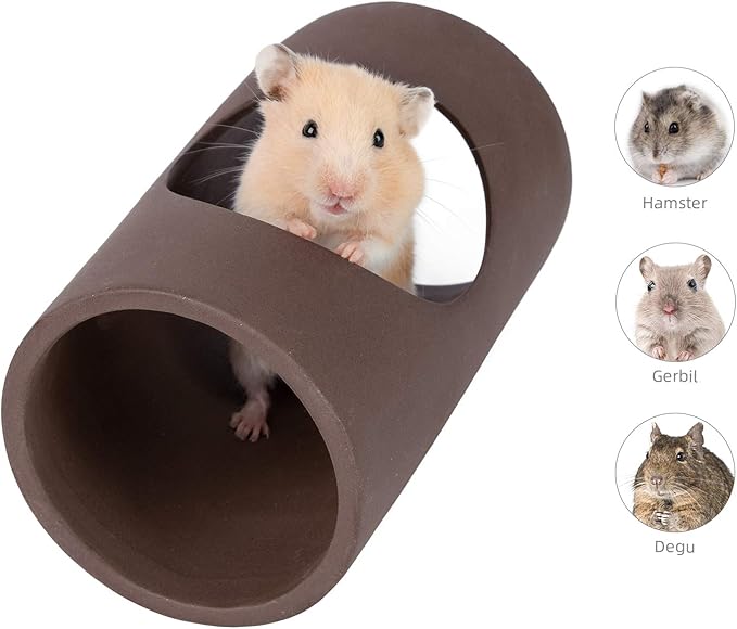Niteangel Ceramic Hamster Tunnel & Tubes Hideout: for Dwarf Robo Syrian Hamsters Mice Rats or Other Small Animals (Tunnel - Large) Niteangel