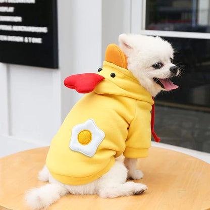 Warm Dog Winter Clothes Cute Fruit Dog Coat Hoodies Fleece Pet Dogs Costume Jacket for French Bulldog Chihuahua Ropa para Perro(5 Yellow Duck,L) - PAWPICO