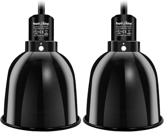 Reptile Light Fixture, 2-Pack 5.5'' Deep Dome for Reptile Light/Heat Lamp/UVB Light, 5.5 Inch Light Reflector Dome ReptiKing