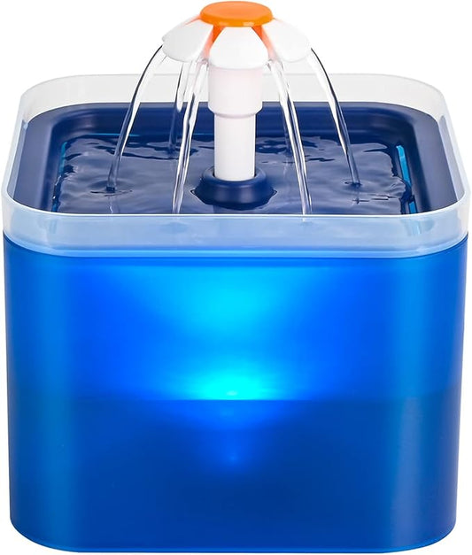 Cat Water Fountain Blue Flower: Cat Fountain Cute - 67oz/2L Small Pet Water Fountain - Water Bubbler for Pets -Pet Water Fountains for Cats Indoor -AONBOY Pet Fountain for Kitten&Kitty& Small Dogs - PAWPICO