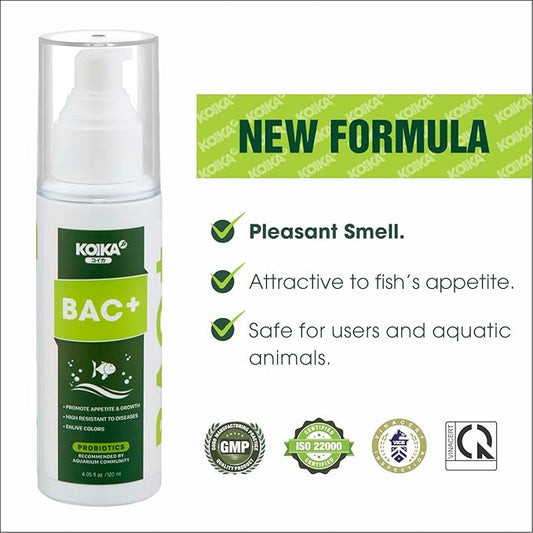 KOIKA BAC+ Aquarium Probiotics, Pleasant Smell, Immunity Boosting, Disease Resistance (BAC+ (New Formula), 120ml) Koika