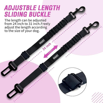 COOYOO Dog Seat Belt,3 Piece Set Retractable Dog Car Harness Adjustable Dog Seat Belt for Vehicle Nylon Pet Safety Seat Belts Heavy Duty & Elastic - PAWPICO