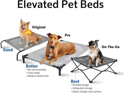 COOLAROO The Original Cooling Elevated Dog Bed, Indoor and Outdoor, Small, Grey - PAWPICO