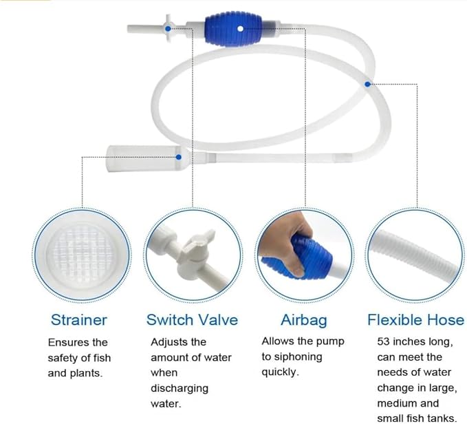 Fish Tank Net 5 in 1 Cleaning Set Fish Tank Cleaning Tools, Fish Tank Cleaner,Fish Tank Siphon, Aquarium Water Change Aquarium Cleaning Tools.Aquarium Algae Scrapers (Suit-2) PAWPICO