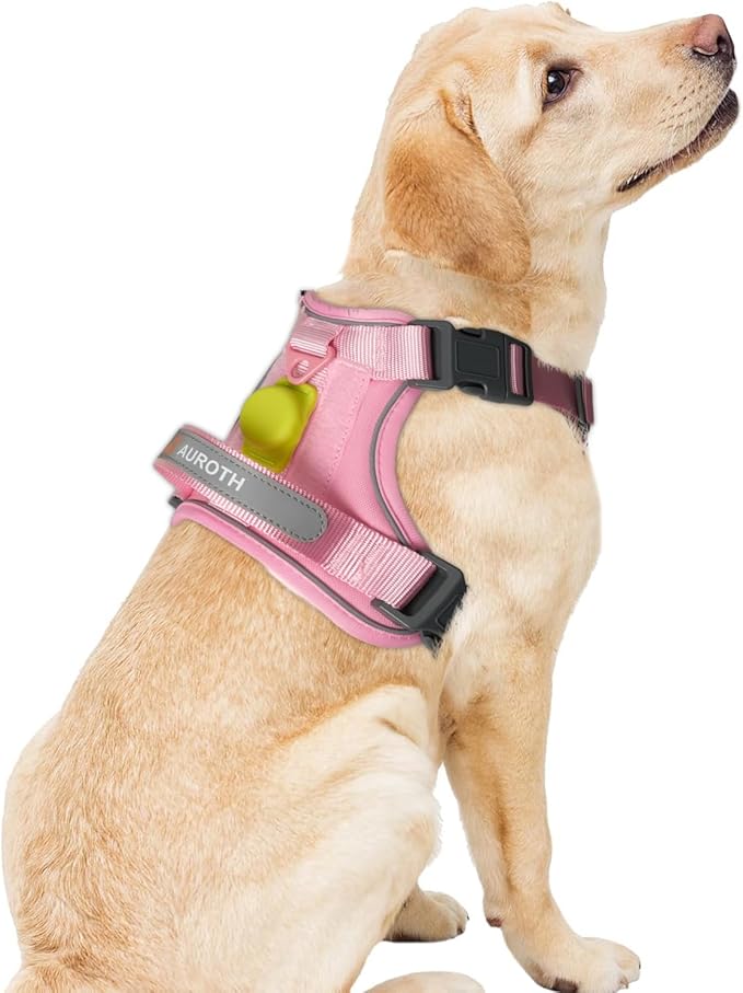 AUROTH Dog Harness Medium Sized Dog, Dog Vest Harness Medium Size Dog, Medium Dog Harness, No Pull Dog Harness for Medium Dogs with Handle, Pink M AurothPets