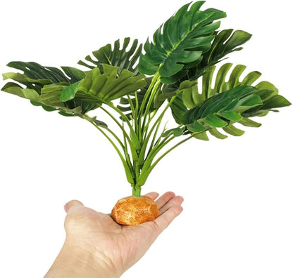 Fake Monstera Plants, Reptile Terrarium Decor, Bearded Dragon Tank Accessories fit Crested Gecko Leopard Lizard Chameleon Ball Python Snake Frog WOLEDOE