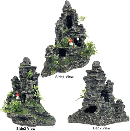 Aquarium Decorations Large and Tall Large Aquarium Decorations for Fish Tank Decorations Fish Tank Ornaments Mountain View Stone Ornament Tree Rock Cave Artificial Fish Tank Ornament GOLOMOZ