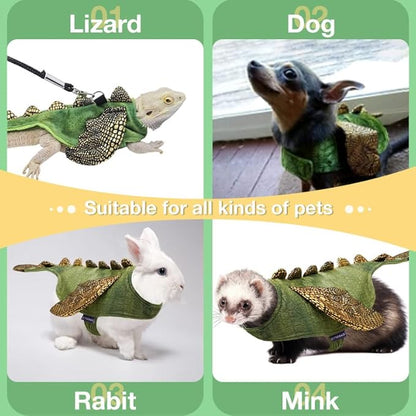 Rabbit Harness Leash Set, Halloween Rabbit Costume Adjustable Small Animal Dinosaur Leash Harness for Rabbits (Large HOKABLE