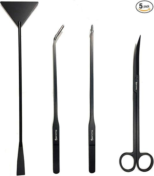 Aquarium Tweezers, Capetsma Stainless Steel Aquarium Plant Tools Long Aquascaping Tools Scissors Spatula Aquatic Plants Tool Set for Freshwater and Saltwater capetsma
