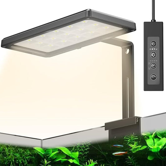 38W 24/7 RGBW Fish Tank Light,clip on aquarium led light, Auto Sunrise-Daylight-Fishlight-Blue light-Moon light-Sunset with Timer Controller for 12"-29" fish planted Tank,full spectrum aquarium light PAWPICO