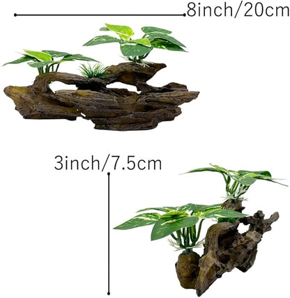 Smoothedo-Pets Fish Tank Decorations Aquarium Decor Ornaments Betta Silk Leaf pad Hammock Artifical Driftwood Cave Goldfish Bowl Accessories (Type-B) EnvironmentFriendlyArtificialPlasticPlantAquariumDecoration