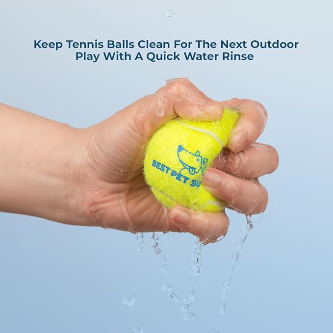 Best Pet Supplies Squeaky Tennis Toys for Dogs, 4-Pack, Heavy-Duty Interactive Pet Toys for Throwing and Fetching, Supports Exercise and Natural Behavior Training, Durable - Medium - PAWPICO