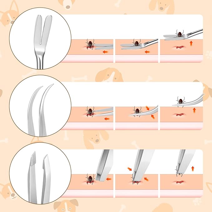 Rypet Tick Remover Tool Set - Stainless Steel Tick Remover Kit for Cats Dogs and Humans(Pack of 3) - PAWPICO