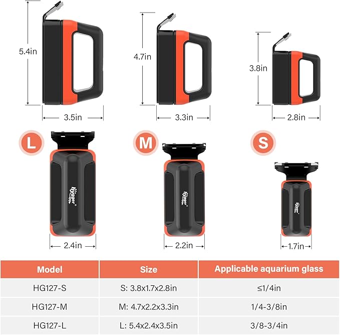 hygger Fish Tank Magnetic Glass Cleaner Two Detachable Algae Scraper for Aquarium Fish Tank，Floating Scrubber Brush Glass Algae Magnet Cleaning Tool for Small Aquariums Tank hygger