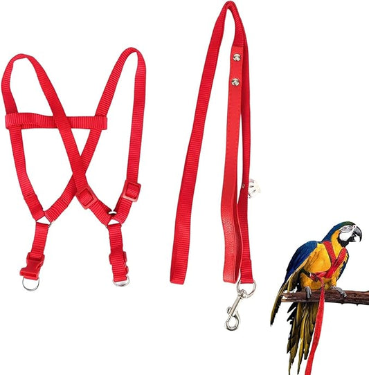 Pet Parrot Bird Harness and Leash, Adjustable Parrot Traction Harness Leash, Outdoor Flying Training Rope Anti Bite Training Rope for Parrot Macaw Cockatoos Yunnyp