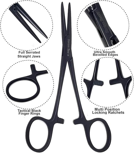 Dog Pet Ear/Nose Hair Puller Grooming Hemostat Locking Forceps Pliers, 5.5" (14cm), Straight (Black) A2Z+SCILAB