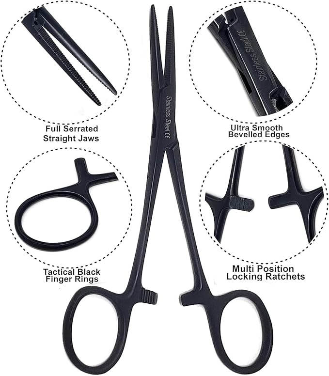 Dog Pet Ear/Nose Hair Puller Grooming Hemostat Locking Forceps Pliers, 5.5" (14cm), Straight (Black) A2Z+SCILAB