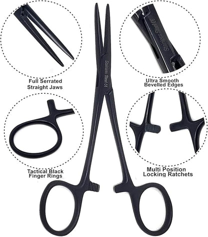 Dog Pet Ear/Nose Hair Puller Grooming Hemostat Locking Forceps Pliers, 5.5" (14cm), Straight (Black) A2Z+SCILAB