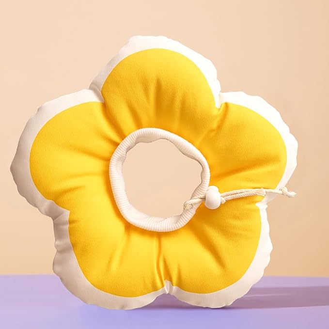 Adjustable Soft Cat Cone Collar Waterproof Cute Yellow Flower Collar for Cats Small Dogs Kitten Puppy After Surgery Prevent Licking(Yellow,Small) LAVVICHA
