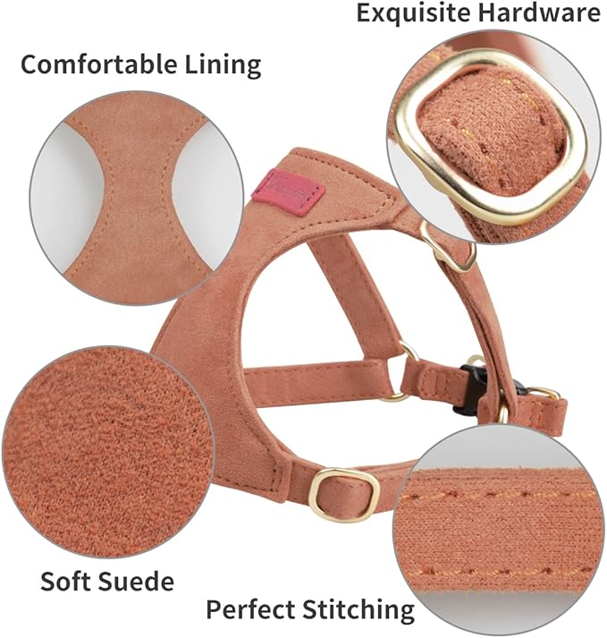 Puppytie No Pull Dog Harness with Multifunction Dog Leash,Soft Adjustable No Choke Escape Proof Pet Harness Vest for Medium Dogs or Large Dogs,Brown Caramel,M - PAWPICO