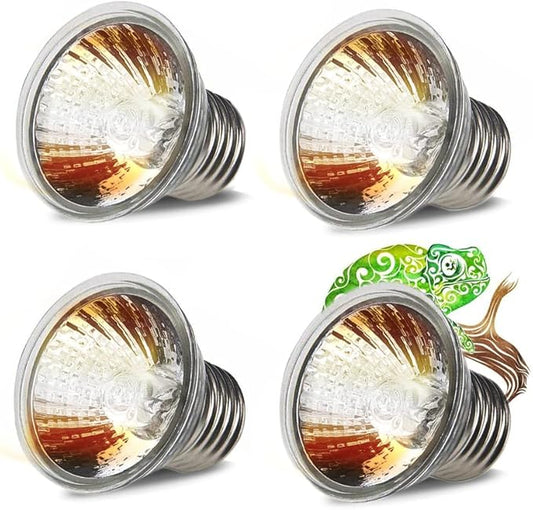 UVA UVB Reptile Light Bulbs 4 Pack 50W,Basking Light Heat Lamp for Reptiles and Amphibian Tank Terrariums Cage for Turtle,Bearded Dragon, Works with Various Lamp Fixtures Come with UV Test Card bestchoiceforyourreptiles