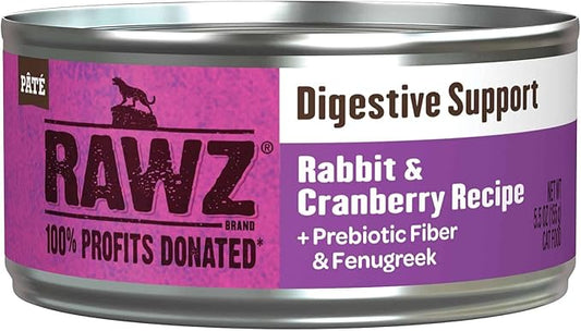 Rawz Digestive Support CAT Food 5.5 Ounce Cans, 24 Pack (Rabbit/Cranberry) - PAWPICO