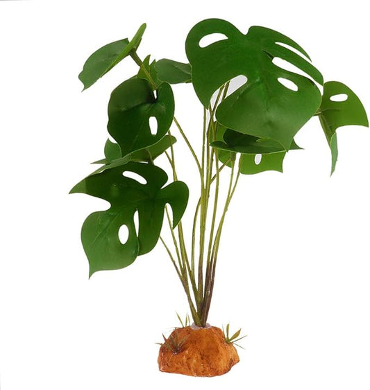 YOGURTCK Reptile Artificial Plants, Amphibian Habitat Hideout, Terrarium Decorations - Monstera YOGURTCK