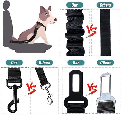 COOYOO Dog Seat Belt,3 Piece Set Retractable Dog Car Harness Adjustable Dog Seat Belt for Vehicle Nylon Pet Safety Seat Belts Heavy Duty & Elastic COOYOO