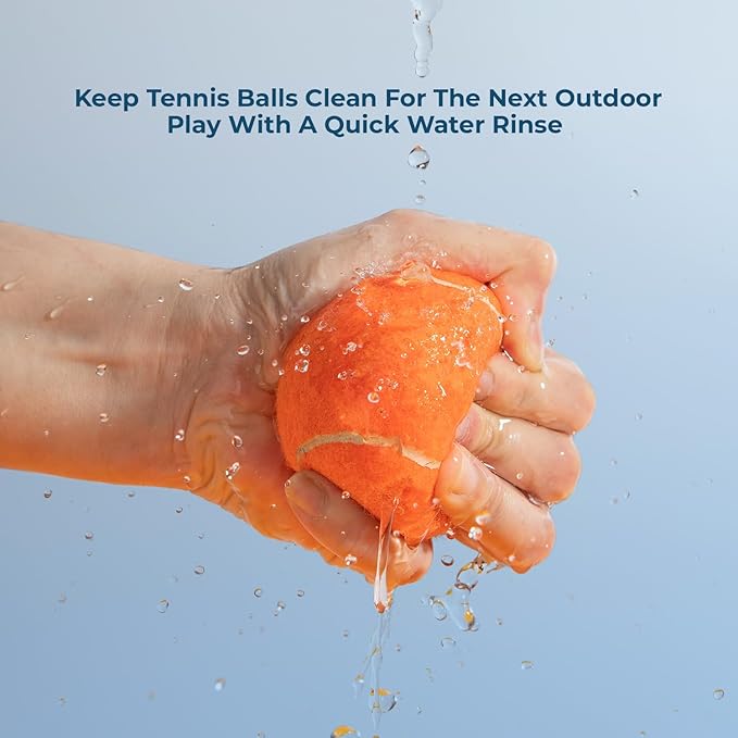 Best Pet Supplies Squeaky Tennis Toys for Dogs, 4-Pack, Heavy-Duty Interactive Pet Toys for Throwing and Fetching, Supports Exercise and Natural Behavior Training, Durable - Large - PAWPICO