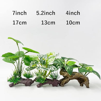 Smoothedo-Pets Fish Tank Decoration Aquarium Decoration 3 Pieces Ornament Betta Silk Leaf Cushion Hammock Artificial Driftwood Cave Goldfish Bowl Accessories (Mixed Leaf Set-G) EnvironmentFriendlyArtificialPlasticPlantAquariumDecoration