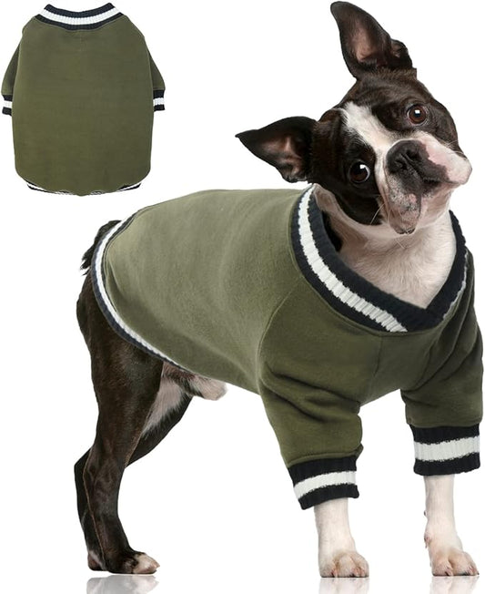 FUAMEY Dog Pullover Sweatshirt，Dog Winter Sweaters Warm Dog Clothes Dog Vest Thick Puppy Pullover Soft Pet Fleece Sweater Cute Doggie Boy Girl Outfit for Small Medium Dogs Green XL - PAWPICO