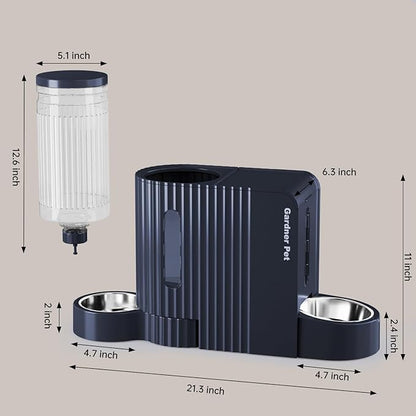 Gardner Pet Automatic Gravity Cat Food Feeder and Water Dispenser Stainless Steel Two-in-One Set Large Capacity Dispenser for Pets Dogs, Puppies, Kittens - PAWPICO