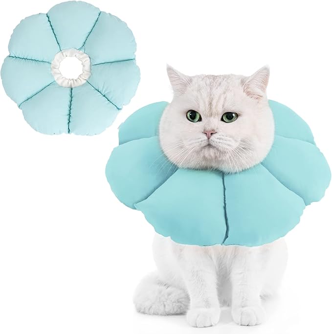 Avont Cat Cone Collar Soft, Adjustable Recovery E Collar Alternative for Cats Kittens Puppies, Elizabethan Neck Cone of Shame to Prevent Licking Biting After Surgery Protect Wounds -Blue(M) Avont