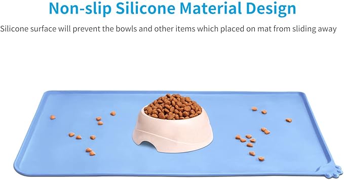 AUDWUD Silicone Waterproof Dog Cat Pet Feeding Mats,Anti Slip Pet Bowl Mats,Pet Feeding Mat, 28" x 18" - PAWPICO