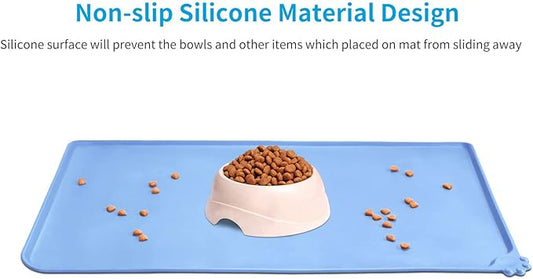 AUDWUD Silicone Waterproof Dog Cat Pet Feeding Mats,Anti Slip Pet Bowl Mats,Pet Feeding Mat, 28" x 18" - PAWPICO