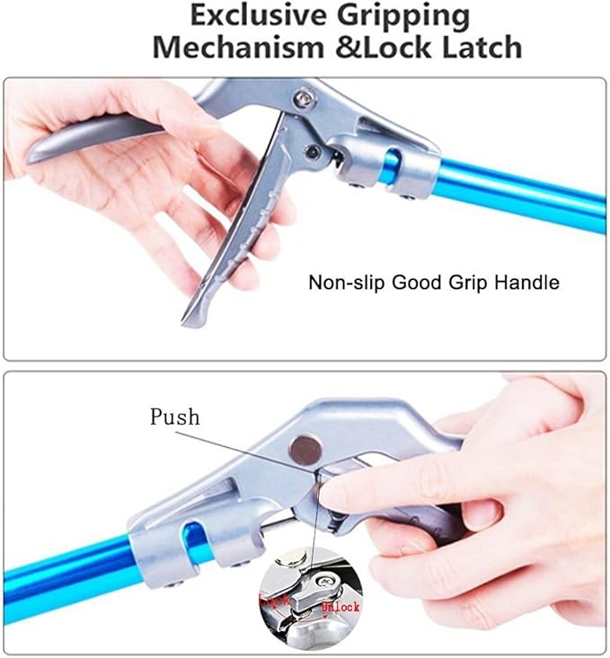 60inch Snake Tong Reptile Grabber Rattle Snake Catcher Professional Aluminum Alloy Wide Jaw Handling Tool with Lock and Comfortable Grip Handle (Include Snake Bagging) PAWPICO