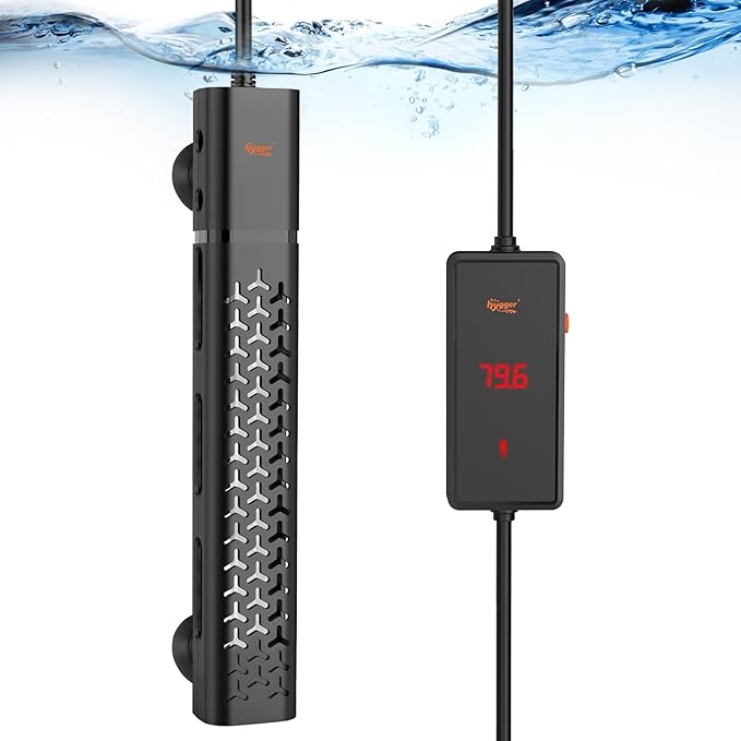 hygger 300w Aquarium Heater, Fish Tank Heater with Intelligent Temperature Control, Over-Temperature Protection and Automatic Power-Off When Leaving Water, for 40-75 Gallon Tanks hygger
