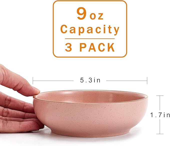Ceramic Cat Bowls, Howise Pet Bowl Cat Dishes for Food and Water, 5.19 in Cat Food Bowl 3 Pack Pet Dishes for Cats Puppy, Matte Pink Finish - PAWPICO
