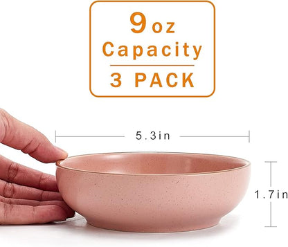 Ceramic Cat Bowls, Howise Pet Bowl Cat Dishes for Food and Water, 5.19 in Cat Food Bowl 3 Pack Pet Dishes for Cats Puppy, Matte Pink Finish - PAWPICO
