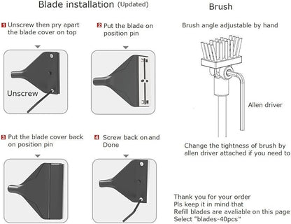 Aquarium Algae Scraper Cleaner Brush with 10 Stainless Steel Blades for Fish Reef Plant Glass Tank 26 Inch QANVEE