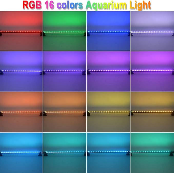 LED Aquarium Light, 7-44 Inch Waterproof Fish Light White with Blue, RGB Underwater Lamp Submersible LED Light for Fish Tank VARMHUS