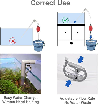 Compact Aquarium Siphon Vacuum and Water Changer Kit with Cleaning Brush, Perfect for Water Changing and Cleaning in Small Fish Tank, Premium Gravel Vacuum for Aquarium Kit PAWPICO