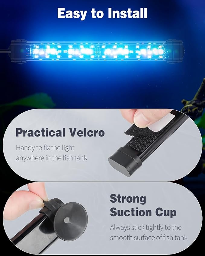 Pawfly 5 W Aquarium LED Light 8 Inch 24/7 Fish Tank Light with Full Spectrum Brilliant White Blue Red Green Lights Multi-Colored LEDs with D/N Mode Single Color Effects Timer and Adjustable Brightness Pawfly