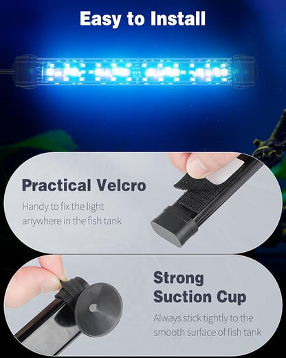 Pawfly 5 W Aquarium LED Light 8 Inch 24/7 Fish Tank Light with Full Spectrum Brilliant White Blue Red Green Lights Multi-Colored LEDs with D/N Mode Single Color Effects Timer and Adjustable Brightness Pawfly