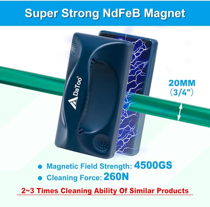 Aquarium Mini Magnetic Scrubber Scraper Small Fish Tank Cleaner Nano Glass Aquarium Cleaning Tools with Super Strong Magnet (Max) DaToo